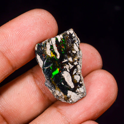 Black Opal 13.00 Carats | Natural Black Ethiopian Opal Rough - Ready for Cutting & Jewelry