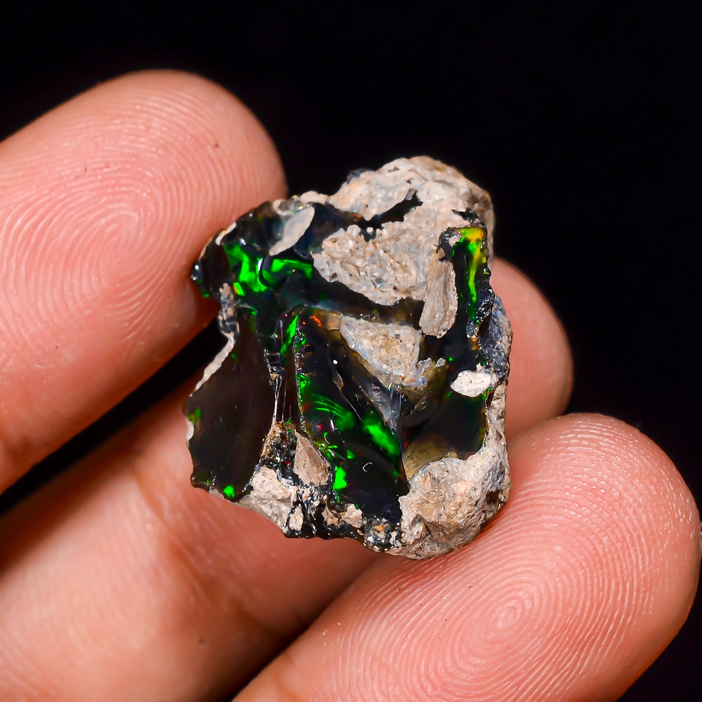 Black Opal 15.5 Carats | Natural Black Ethiopian Opal Rough - Ready for Cutting & Jewelry