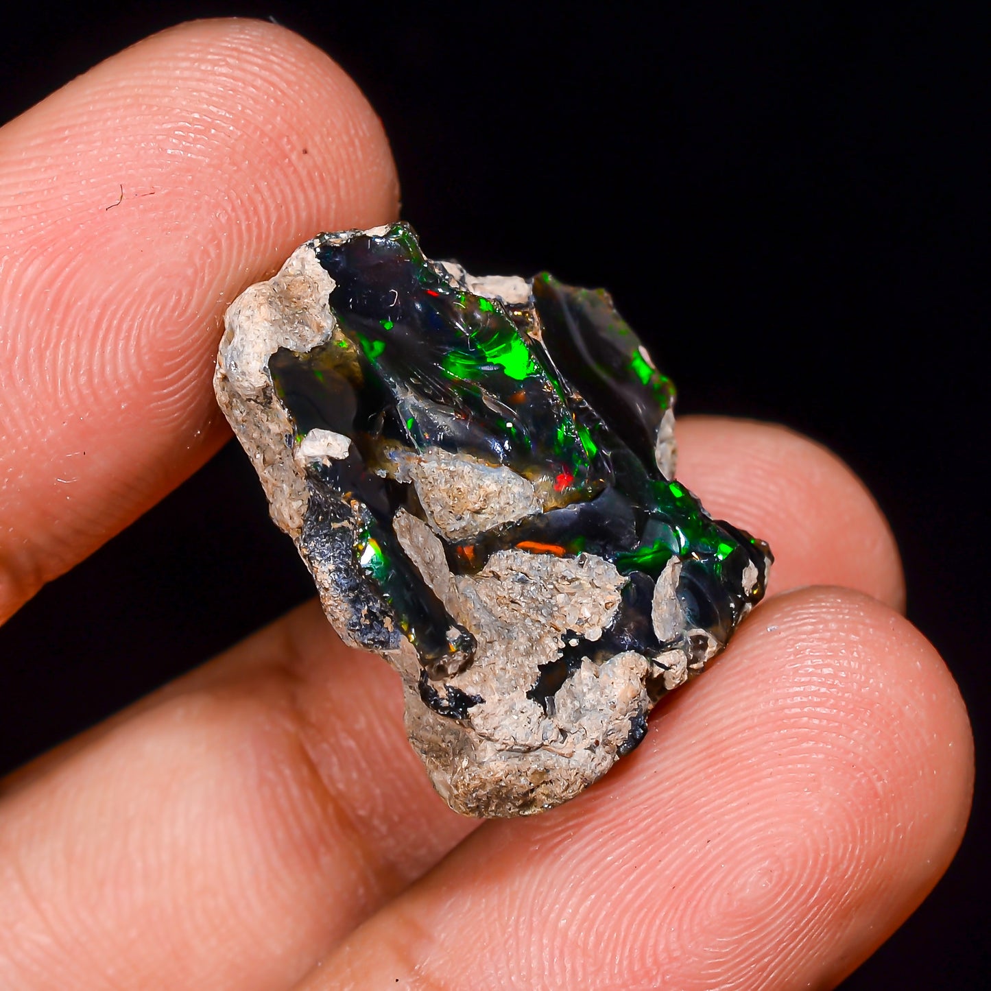 Black Opal 15.5 Carats | Natural Black Ethiopian Opal Rough - Ready for Cutting & Jewelry