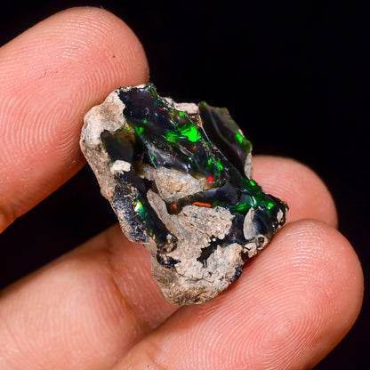 Black Opal 15.5 Carats | Natural Black Ethiopian Opal Rough - Ready for Cutting & Jewelry