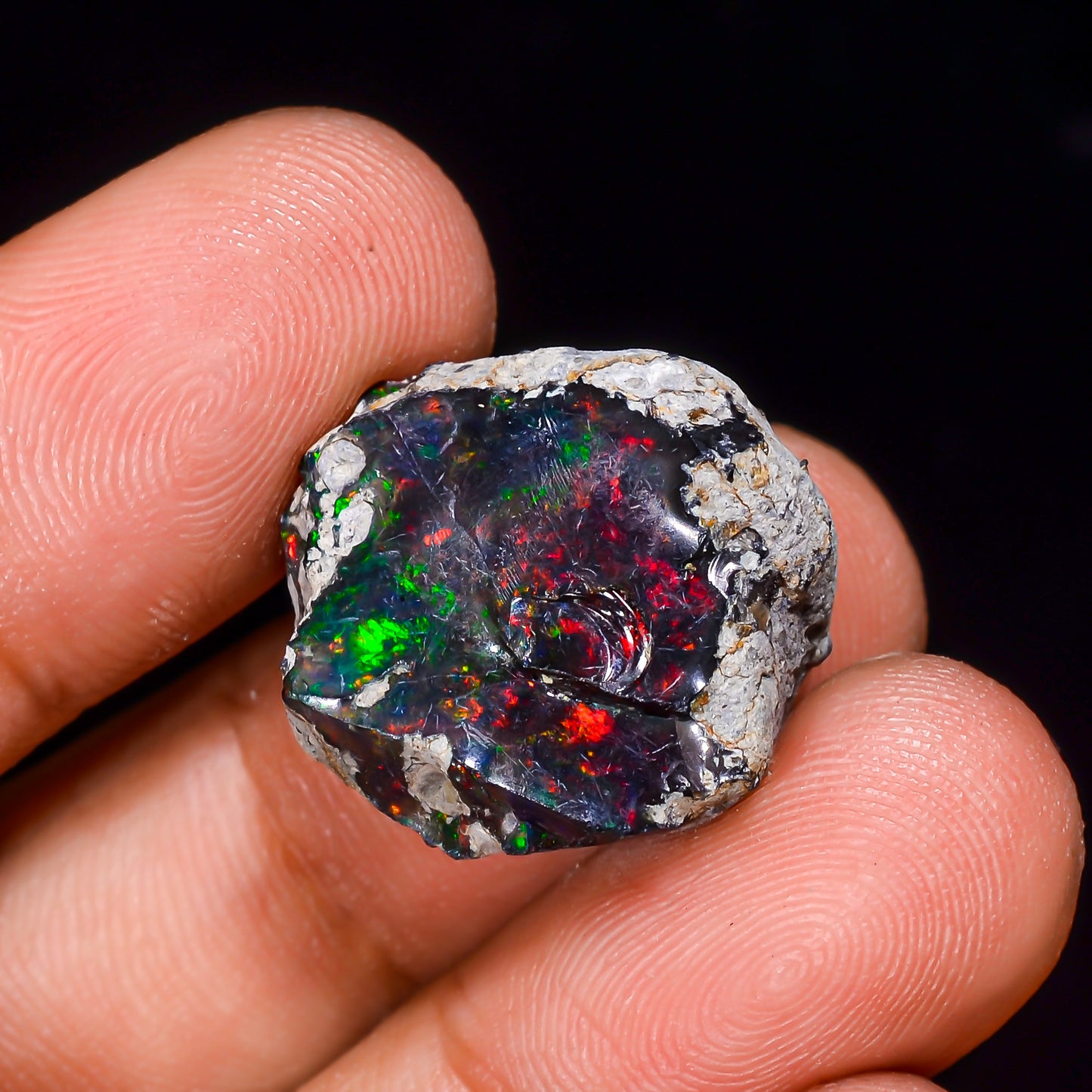 Black Opal 13.00 Carats | Natural Black Ethiopian Opal Rough - Ready for Cutting & Jewelry