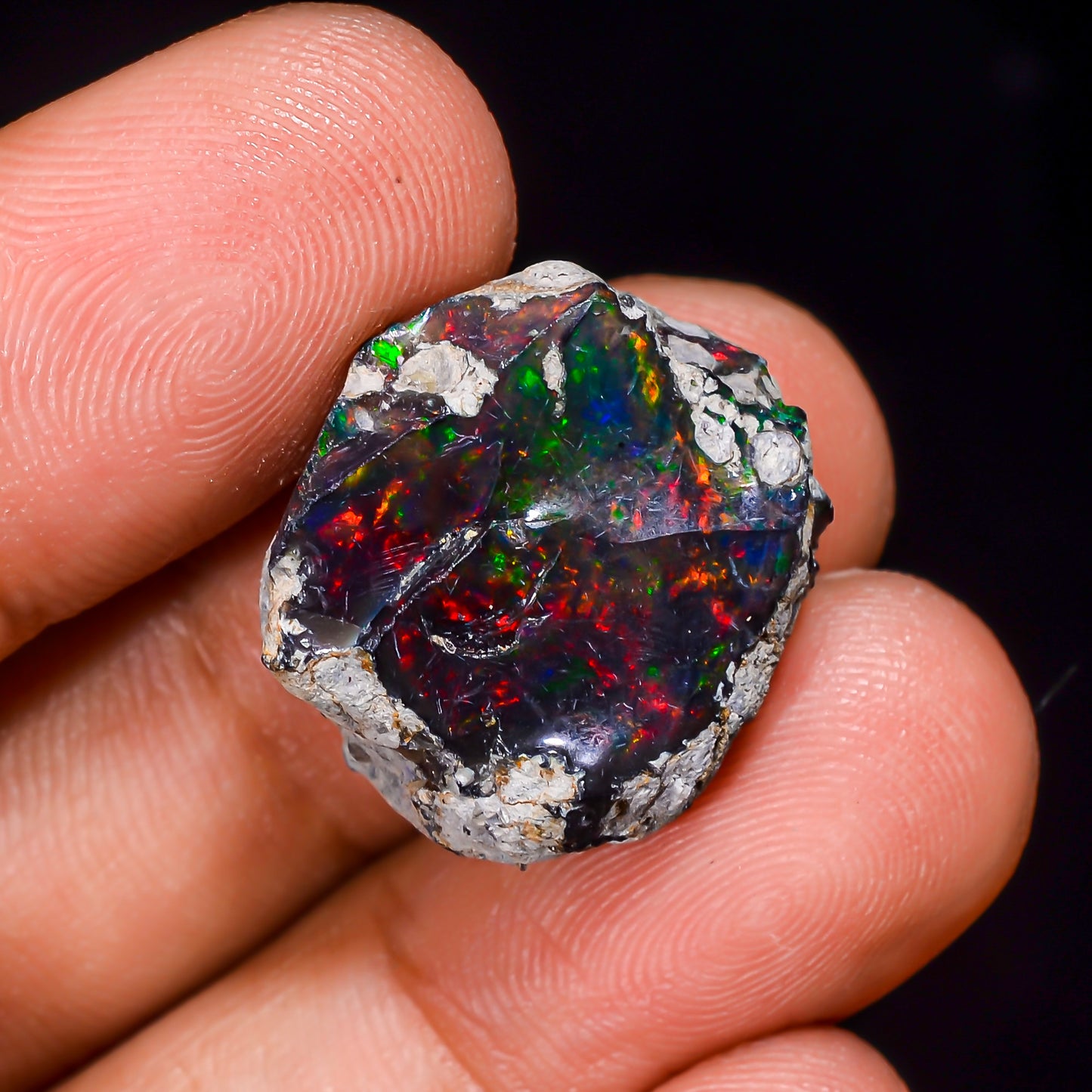 Black Opal 13.00 Carats | Natural Black Ethiopian Opal Rough - Ready for Cutting & Jewelry