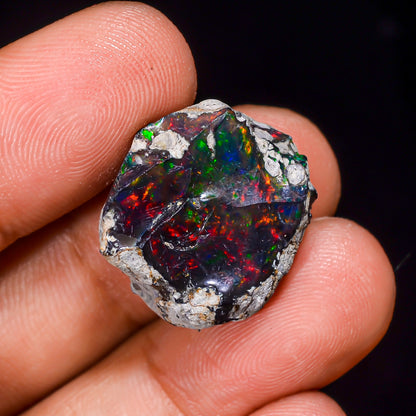 Black Opal 13.00 Carats | Natural Black Ethiopian Opal Rough - Ready for Cutting & Jewelry