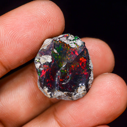 Black Opal 13.00 Carats | Natural Black Ethiopian Opal Rough - Ready for Cutting & Jewelry