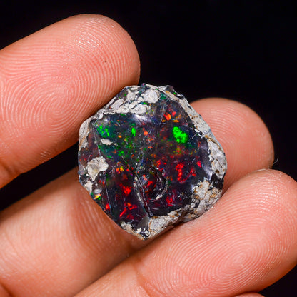 Black Opal 13.00 Carats | Natural Black Ethiopian Opal Rough - Ready for Cutting & Jewelry