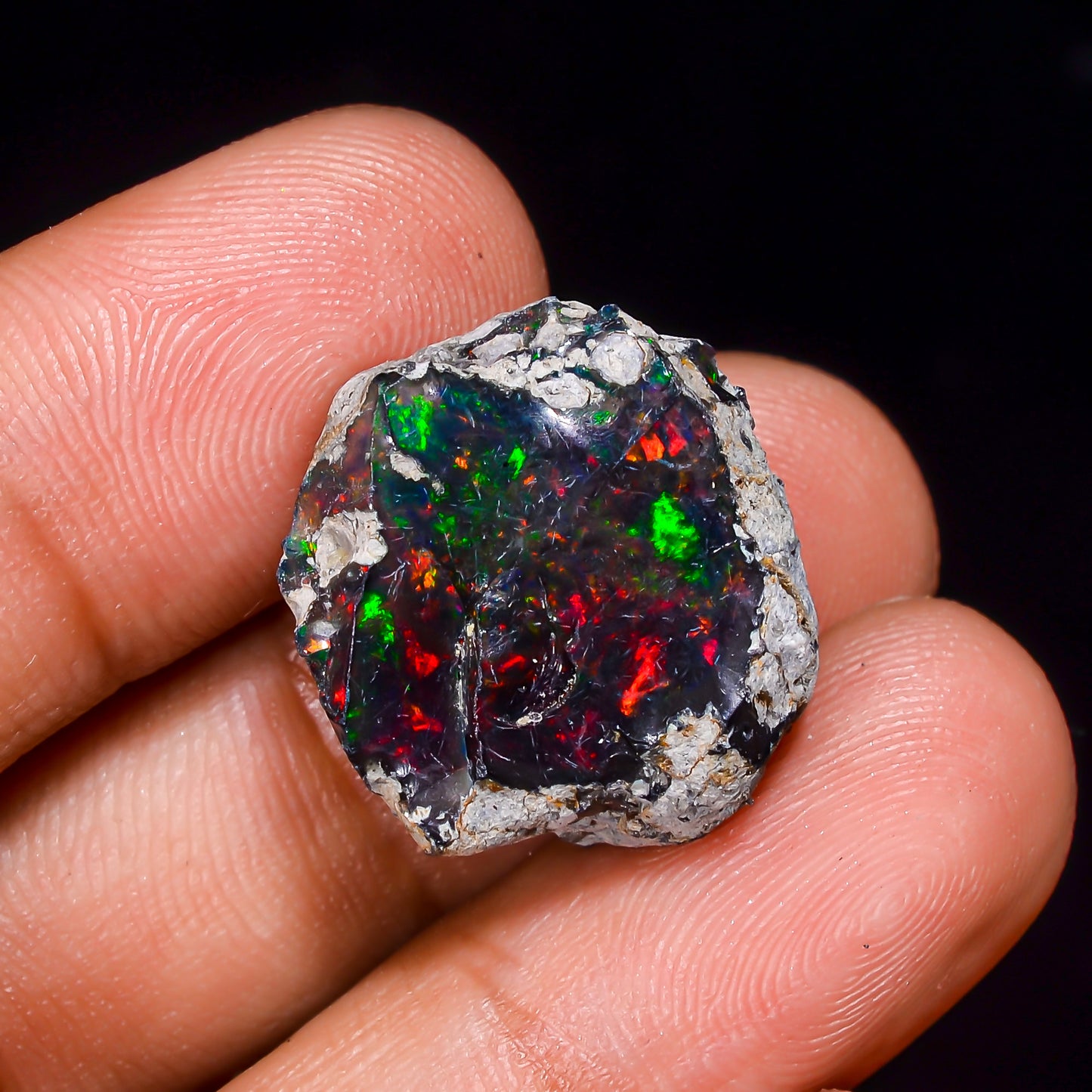 Black Opal 13.00 Carats | Natural Black Ethiopian Opal Rough - Ready for Cutting & Jewelry