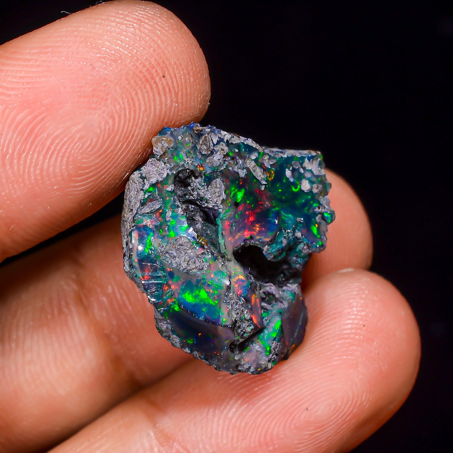 Black Opal 10.5 Carats | Natural Black Ethiopian Opal Rough - Ready for Cutting & Jewelry