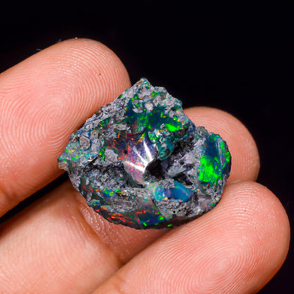Black Opal 10.5 Carats | Natural Black Ethiopian Opal Rough - Ready for Cutting & Jewelry