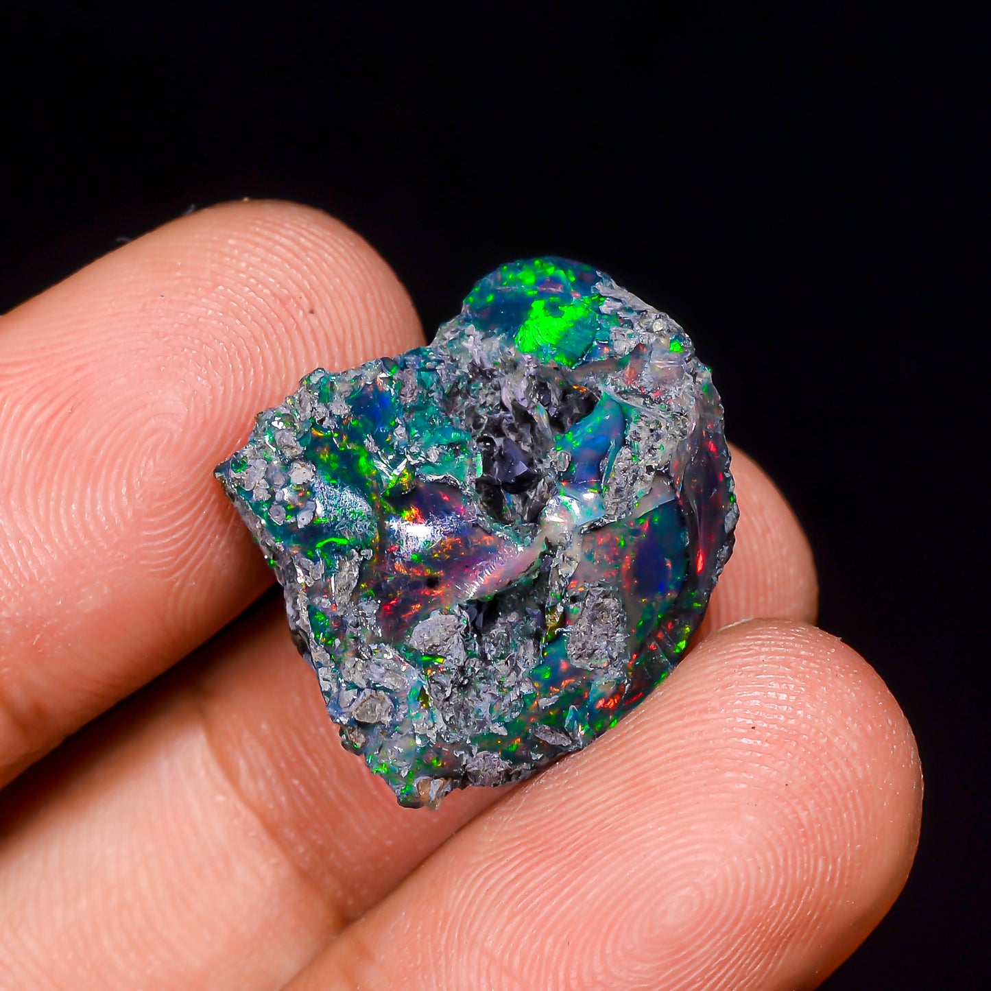 Black Opal 10.5 Carats | Natural Black Ethiopian Opal Rough - Ready for Cutting & Jewelry