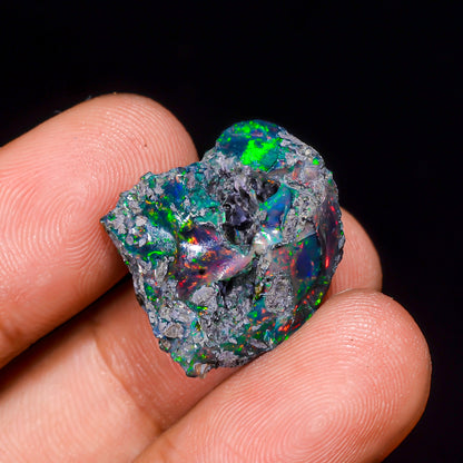 Black Opal 10.5 Carats | Natural Black Ethiopian Opal Rough - Ready for Cutting & Jewelry