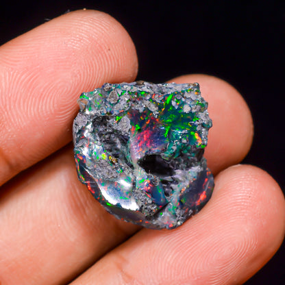 Black Opal 10.5 Carats | Natural Black Ethiopian Opal Rough - Ready for Cutting & Jewelry