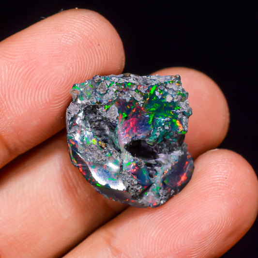 Black Opal 10.5 Carats | Natural Black Ethiopian Opal Rough - Ready for Cutting & Jewelry