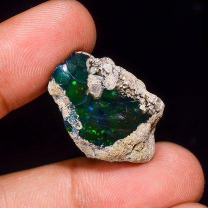Black Opal 14.5 Carats | Natural Black Ethiopian Opal Rough - Ready for Cutting & Jewelry