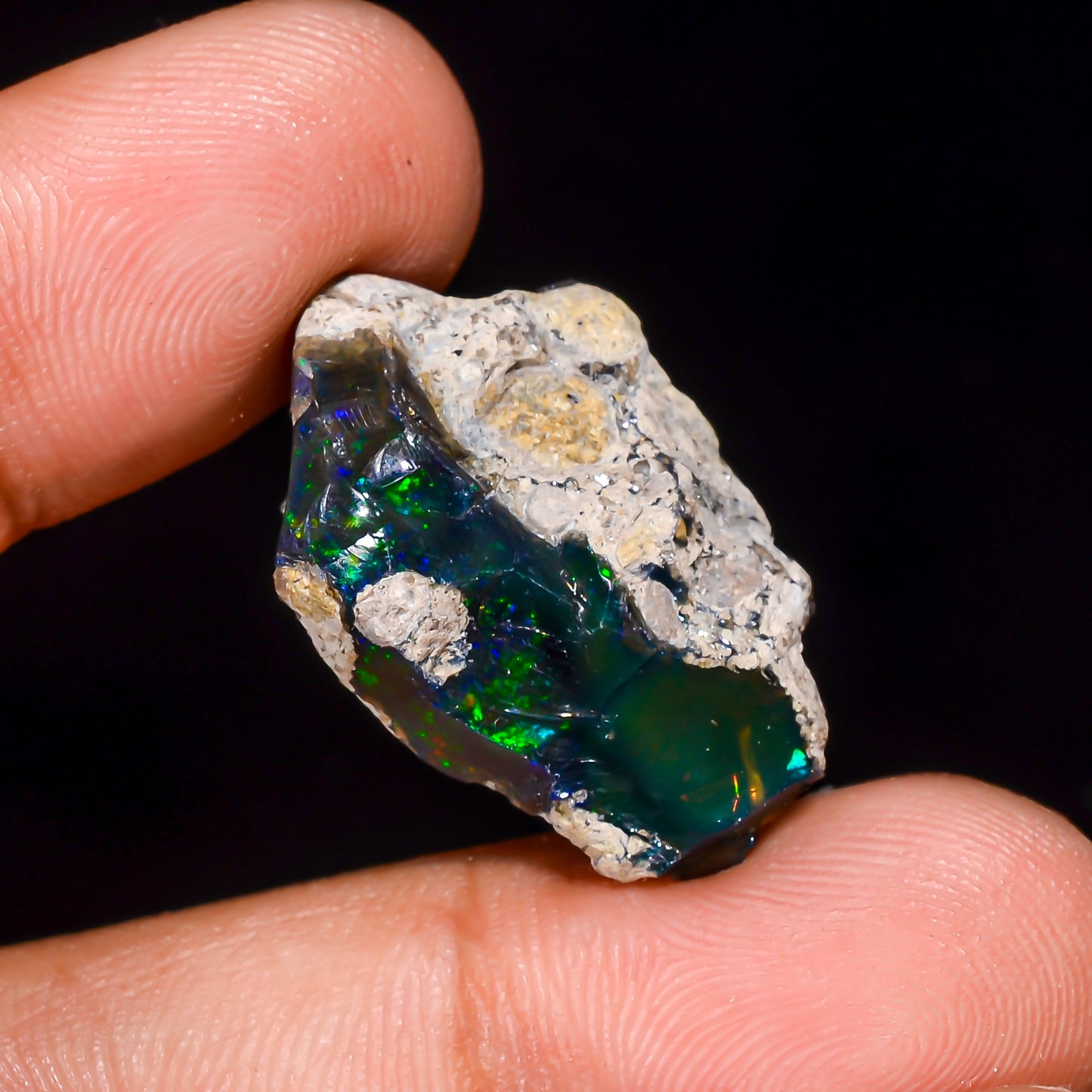 Black Opal 14.5 Carats | Natural Black Ethiopian Opal Rough - Ready for Cutting & Jewelry