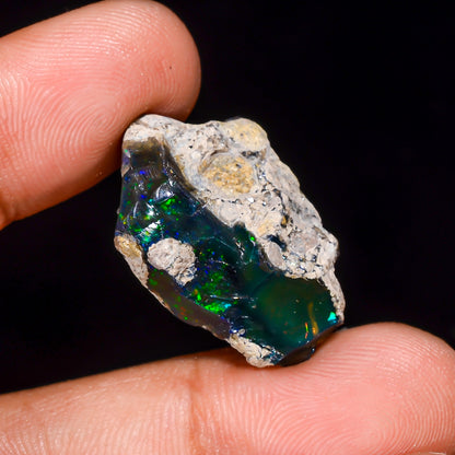Black Opal 14.5 Carats | Natural Black Ethiopian Opal Rough - Ready for Cutting & Jewelry