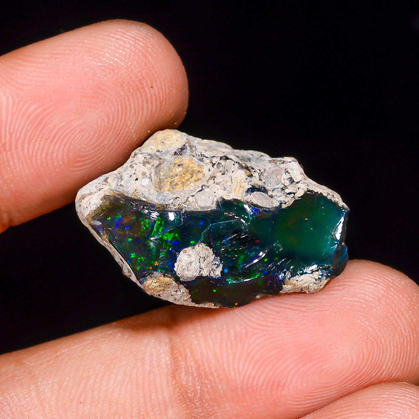 Black Opal 14.5 Carats | Natural Black Ethiopian Opal Rough - Ready for Cutting & Jewelry