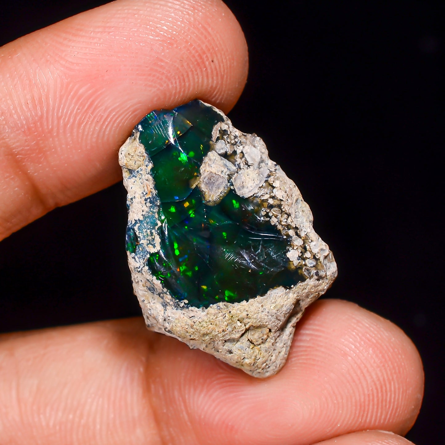 Black Opal 14.5 Carats | Natural Black Ethiopian Opal Rough - Ready for Cutting & Jewelry