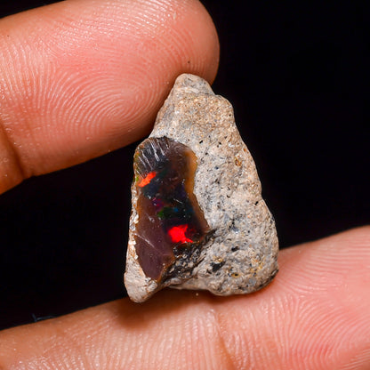 Black Opal 12.00 Carats | Natural Black Ethiopian Opal Rough - Ready for Cutting & Jewelry