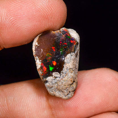 Black Opal 12.00 Carats | Natural Black Ethiopian Opal Rough - Ready for Cutting & Jewelry