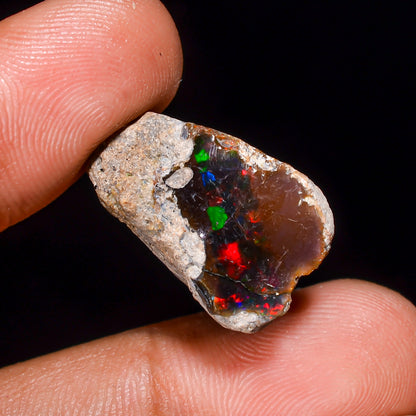 Black Opal 12.00 Carats | Natural Black Ethiopian Opal Rough - Ready for Cutting & Jewelry
