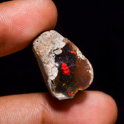 Black Opal 12.00 Carats | Natural Black Ethiopian Opal Rough - Ready for Cutting & Jewelry