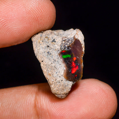 Black Opal 12.00 Carats | Natural Black Ethiopian Opal Rough - Ready for Cutting & Jewelry