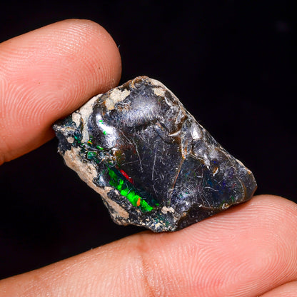 Black Opal 19.00 Carats | Natural Black Ethiopian Opal Rough - Ready for Cutting & Jewelry