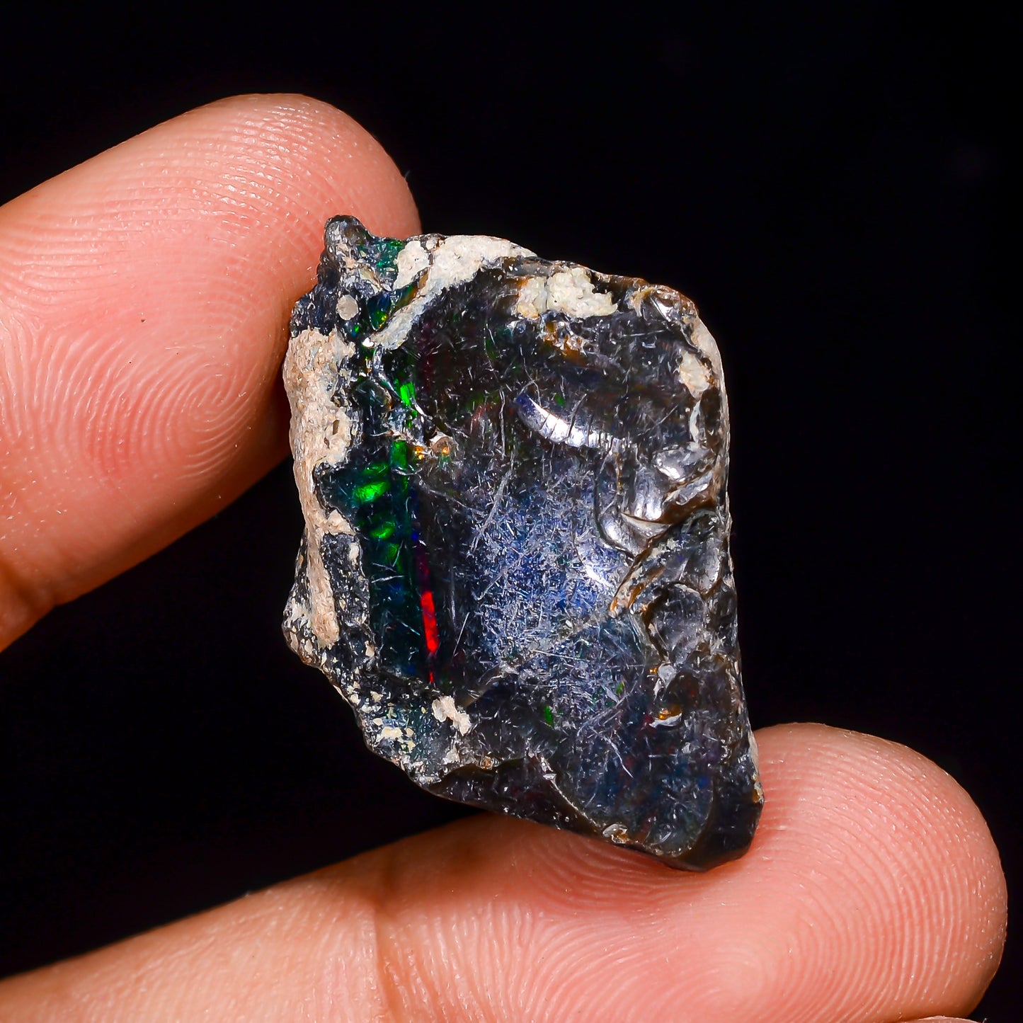 Black Opal 19.00 Carats | Natural Black Ethiopian Opal Rough - Ready for Cutting & Jewelry