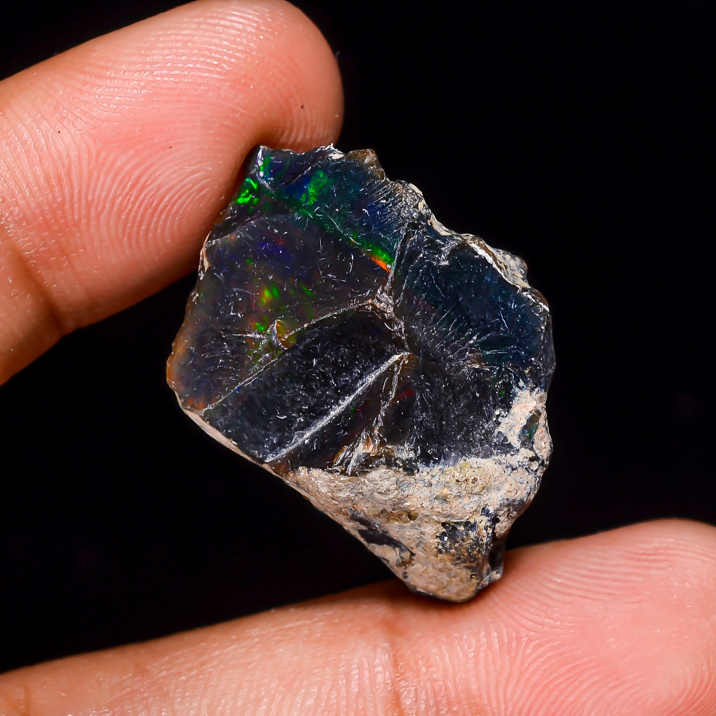 Black Opal 19.00 Carats | Natural Black Ethiopian Opal Rough - Ready for Cutting & Jewelry