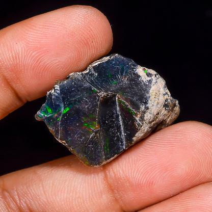 Black Opal 19.00 Carats | Natural Black Ethiopian Opal Rough - Ready for Cutting & Jewelry