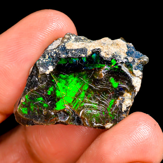 Black Opal 19.00 Carats | Natural Black Ethiopian Opal Rough - Ready for Cutting & Jewelry