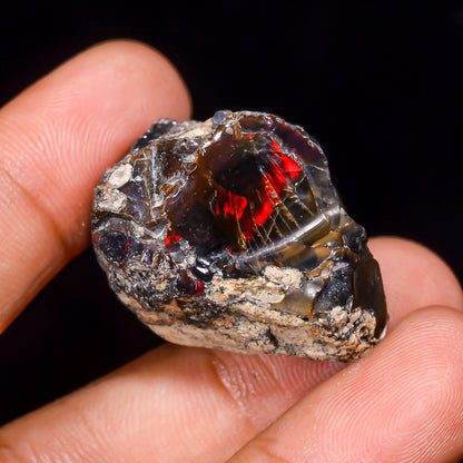 Black Opal 37.5 Carats | Natural Black Ethiopian Opal Rough - Ready for Cutting & Jewelry