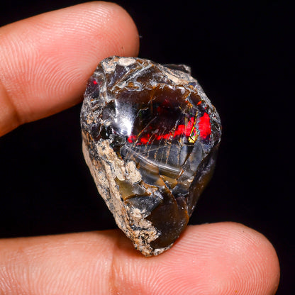 Black Opal 37.5 Carats | Natural Black Ethiopian Opal Rough - Ready for Cutting & Jewelry