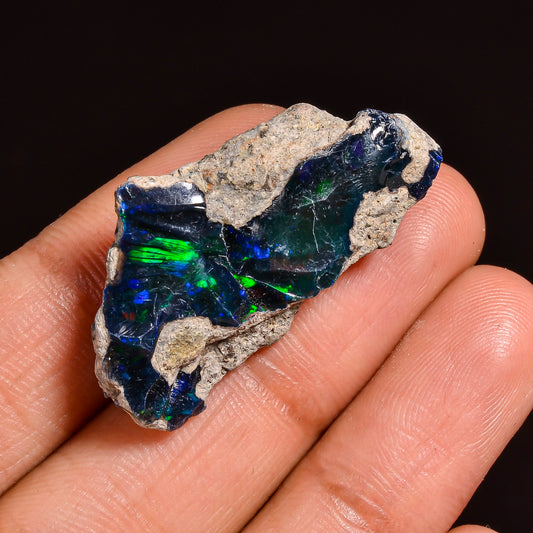 Black Opal 20.00 Carats | Natural Black Ethiopian Opal Rough (Smoked) - Ready for Cutting & Jewelry!