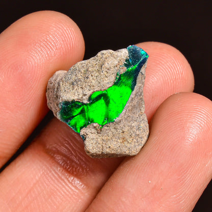 Black Opal 7.50 Carats | Natural Black Ethiopian Opal Rough (Smoked) - Ready for Cutting & Jewelry!