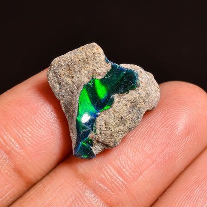 Black Opal 7.50 Carats | Natural Black Ethiopian Opal Rough (Smoked) - Ready for Cutting & Jewelry!