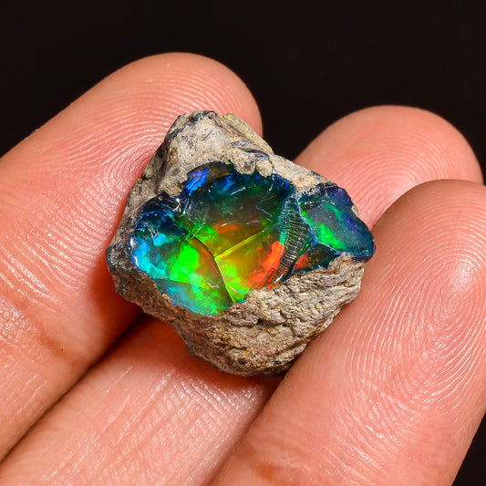 Black Opal 10.5 Carats | Natural Black Ethiopian Opal Rough - Ready for Cutting & Jewelry!