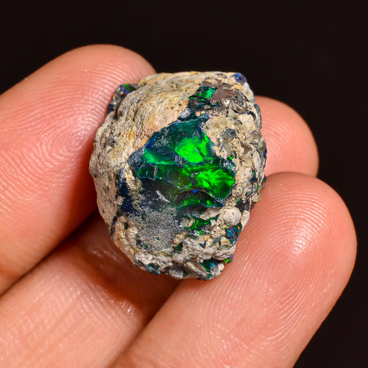 Black Opal 18.00 Carats | Natural Black Ethiopian Opal Rough - Ready for Cutting & Jewelry