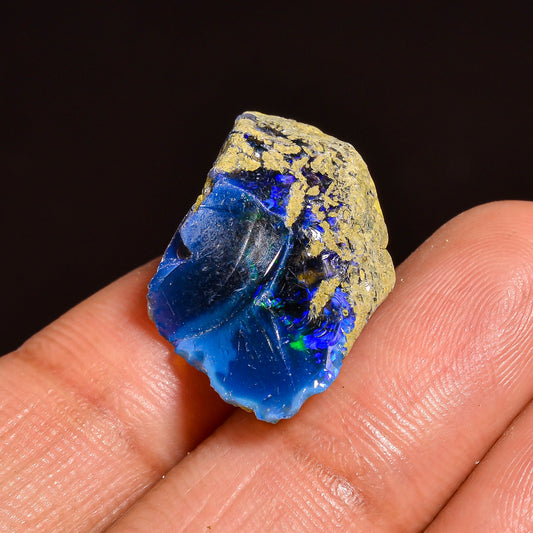 Black Opal 8.5 Carats | Natural Black Ethiopian Opal Rough - Ready for Cutting & Jewelry