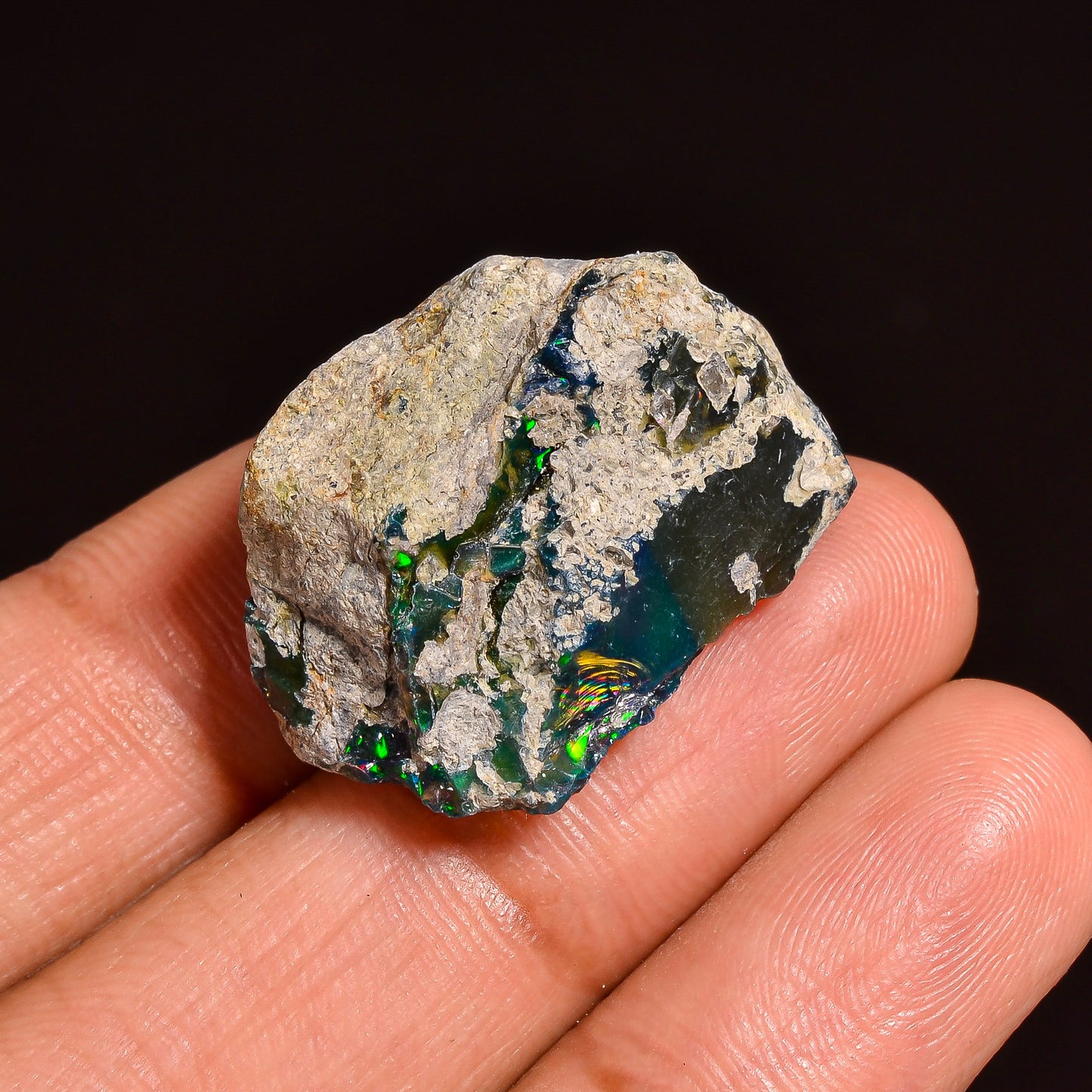 Black Opal Weight: 21.5  Carats | Natural Black Ethiopian Opal Rough - Ready for Cutting & Jewelry