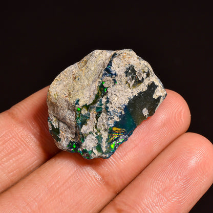 Black Opal Weight: 21.5  Carats | Natural Black Ethiopian Opal Rough - Ready for Cutting & Jewelry