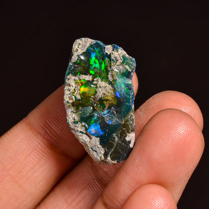 Black Opal Weight: 21.5  Carats | Natural Black Ethiopian Opal Rough - Ready for Cutting & Jewelry