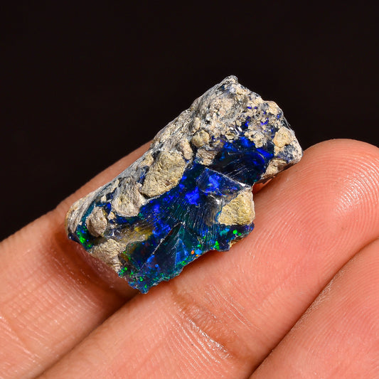 Black Opal Weight: 11.00  Carats | Natural Black Ethiopian Opal Rough - Ready for Cutting & Jewelry