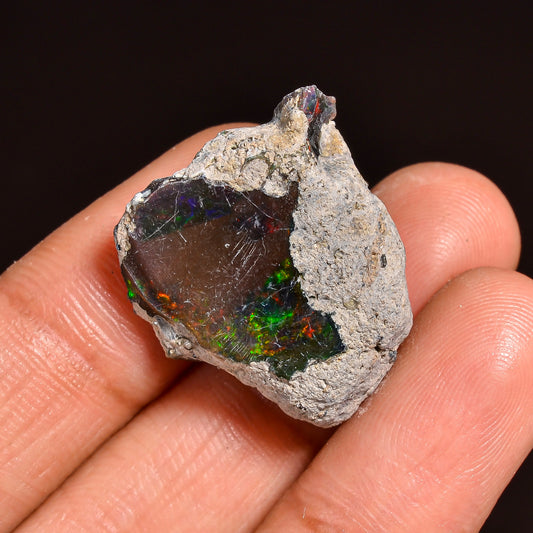 Black Opal Weight: 15.5  Carats | Natural Black Ethiopian Opal Rough - Ready for Cutting & Jewelry