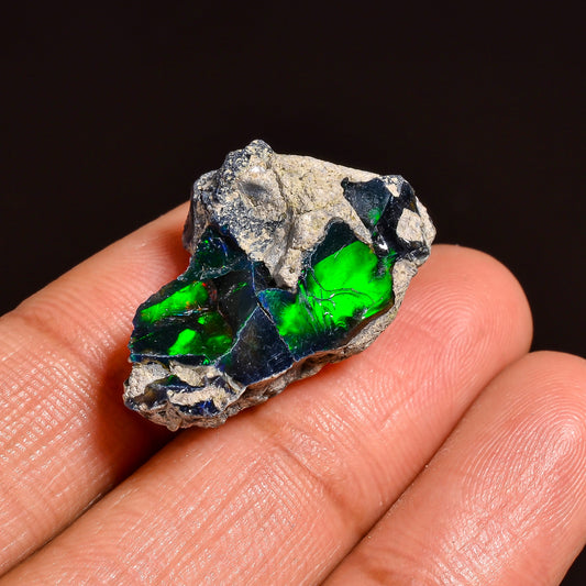Black Opal Weight: 17.00  Carats | Natural Black Ethiopian Opal Rough - Ready for Cutting & Jewelry