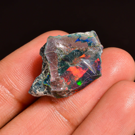 Black Opal Weight: 13.5  Carats | Natural Black Ethiopian Opal Rough - Ready for Cutting & Jewelry