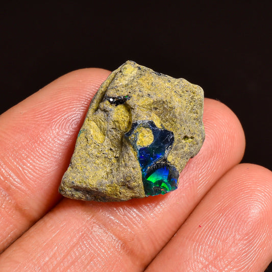 Black Opal Weight: 11.00  Carats | Natural Black Ethiopian Opal Rough - Ready for Cutting & Jewelry