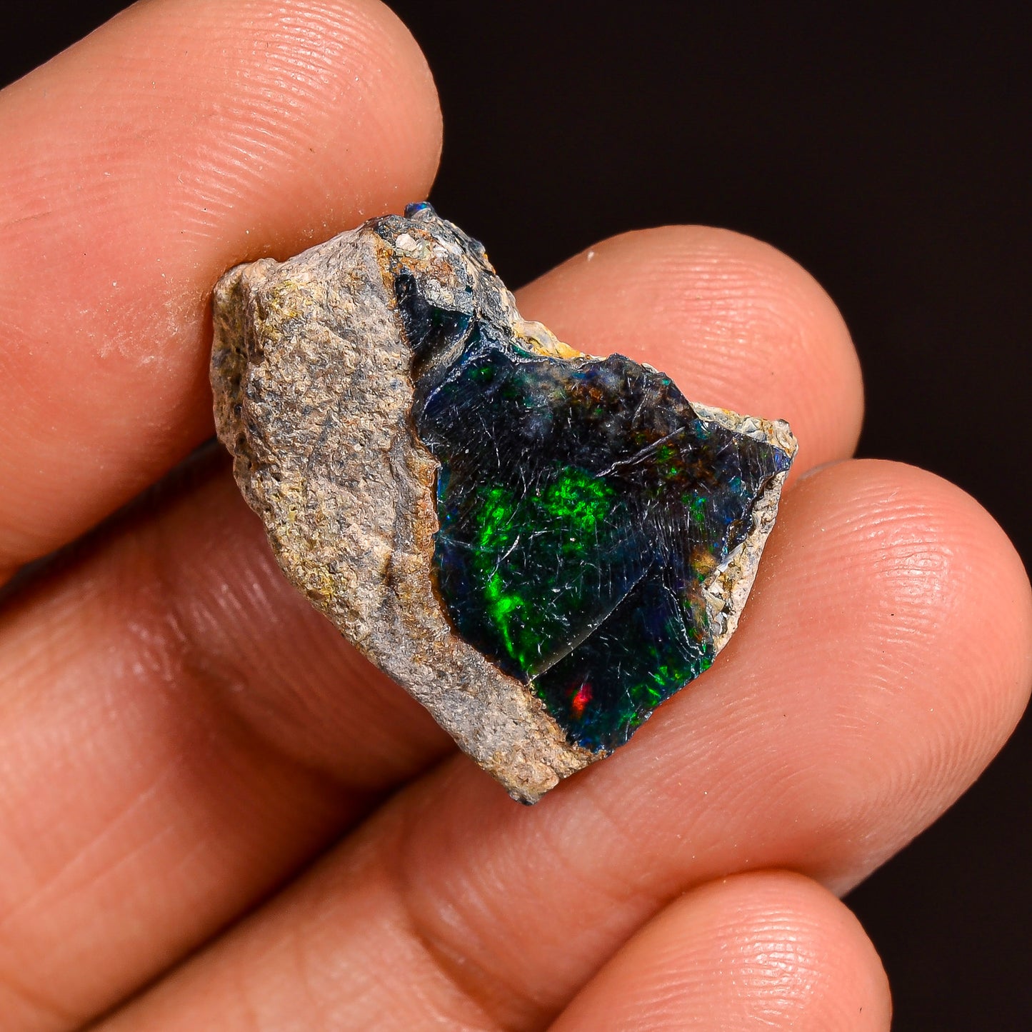 Black Opal Weight: 10.00  Carats | Natural Black Ethiopian Opal Rough - Ready for Cutting & Jewelry