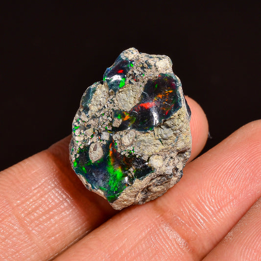 Black Opal Weight: 17.5  Carats | Natural Black Ethiopian Opal Rough - Ready for Cutting & Jewelry
