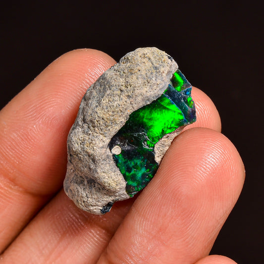 Black Opal Weight: 15.5  Carats | Natural Black Ethiopian Opal Rough - Ready for Cutting & Jewelry